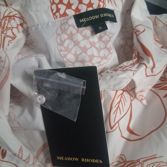 Meadow Rhodes Ric Rac Fruit Print Dress Small 100% Cotton Midi Tropical Modest - Picture 4 of 7